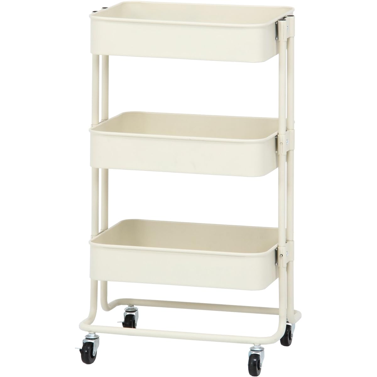 Fuji Boeki Kitchen Wagon Kitchen Rack 3 Tiers Width 45 x Depth 32 x Height 78.5 cm Ivory Steel with Casters 14285