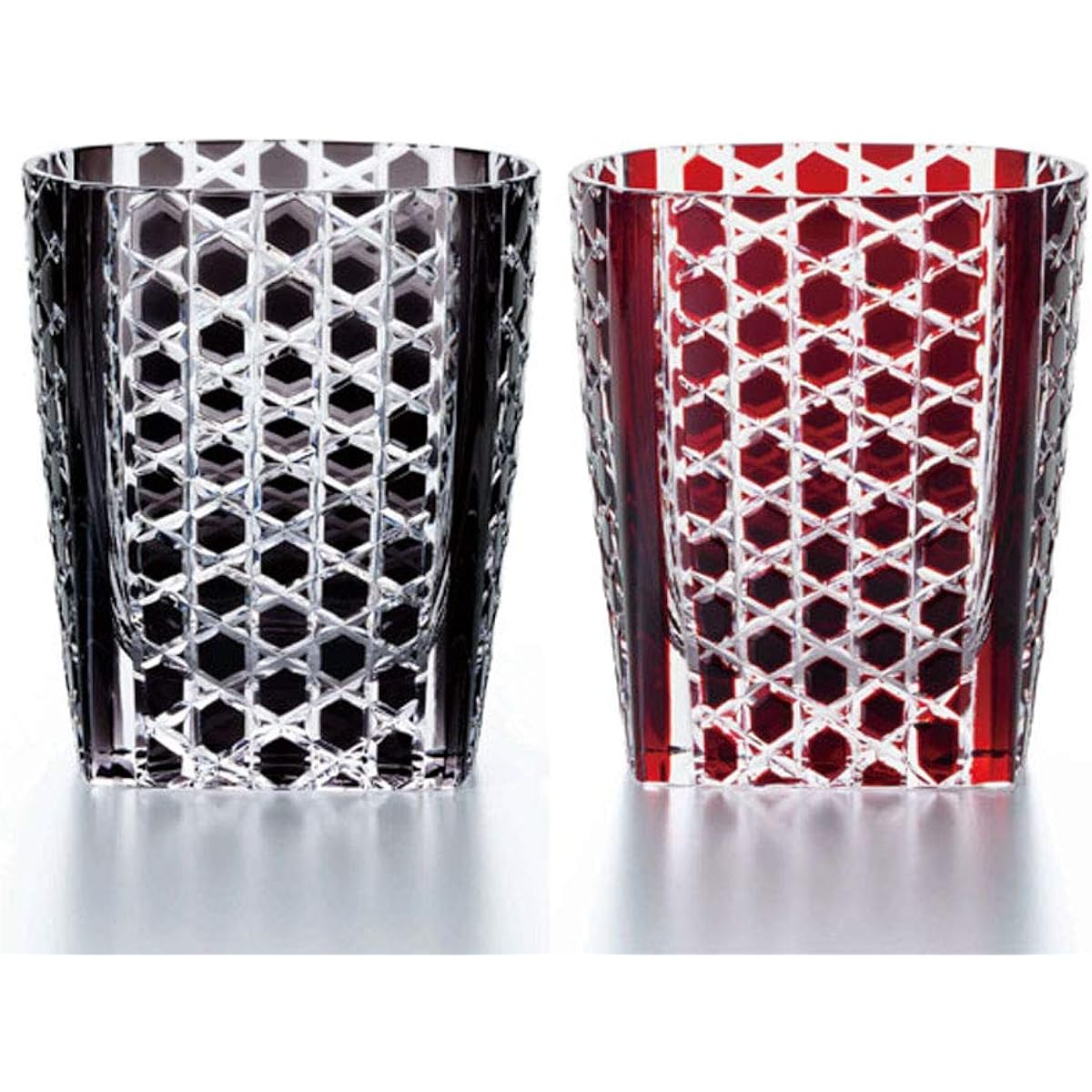 NARUMI Pair Glass Glass Works Raison Black & Red 270cc 2-Person Set Old GW6068-2220