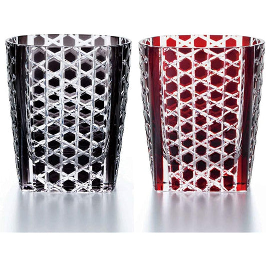 NARUMI Pair Glass Glass Works Raison Black & Red 270cc 2-Person Set Old GW6068-2220