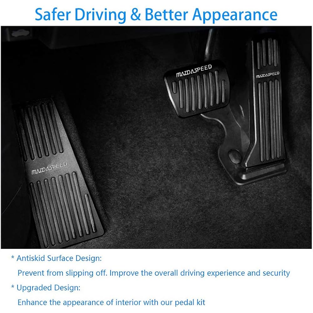 BOYUER Non-slip drilling unnecessary aluminum rest brake gas accelerator cover Mazda 2 3 CX-5 CX-5 CX-5 Foot pedal pad kit (black) 3 pieces