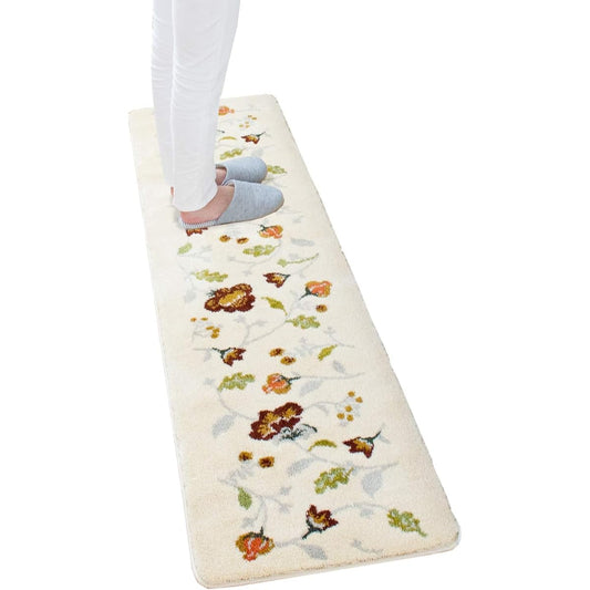 OKA Kitchen Mat Ivory Approx. 45cm x 180cm Priere (Elegant Wilton Weave)