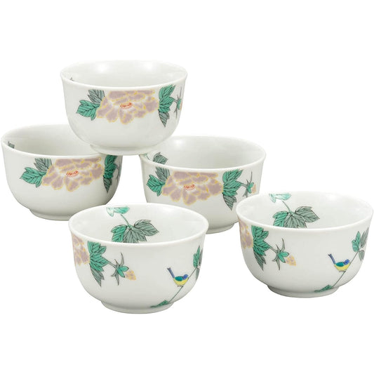 Kutani ware teacup set of 5 small birds stylish teacup teacup for guests luxury tea utensils