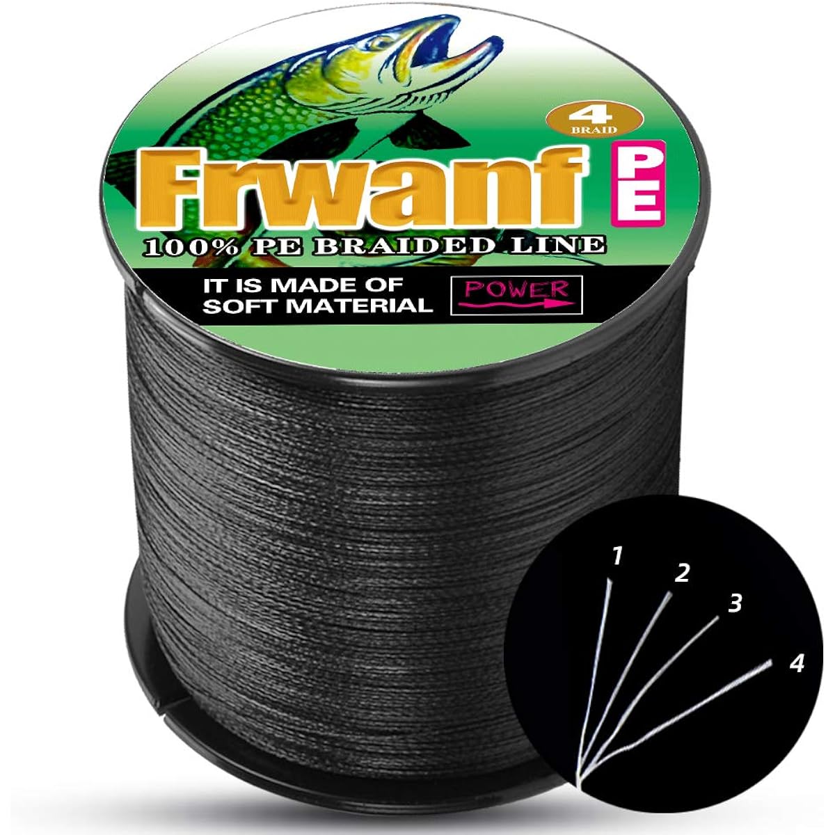 Frwanf PE line 4 fishing line fishing line domestic raw materials (150m 200m 300m 500m 1000m) (0.4 0.6 0.8 1 1.2 1.5 2 2.5 3 3.5 4 5 6 7 8 9 No. 10) X4 Super strong, high sensitivity, abrasion resistance, low elongation fishing line