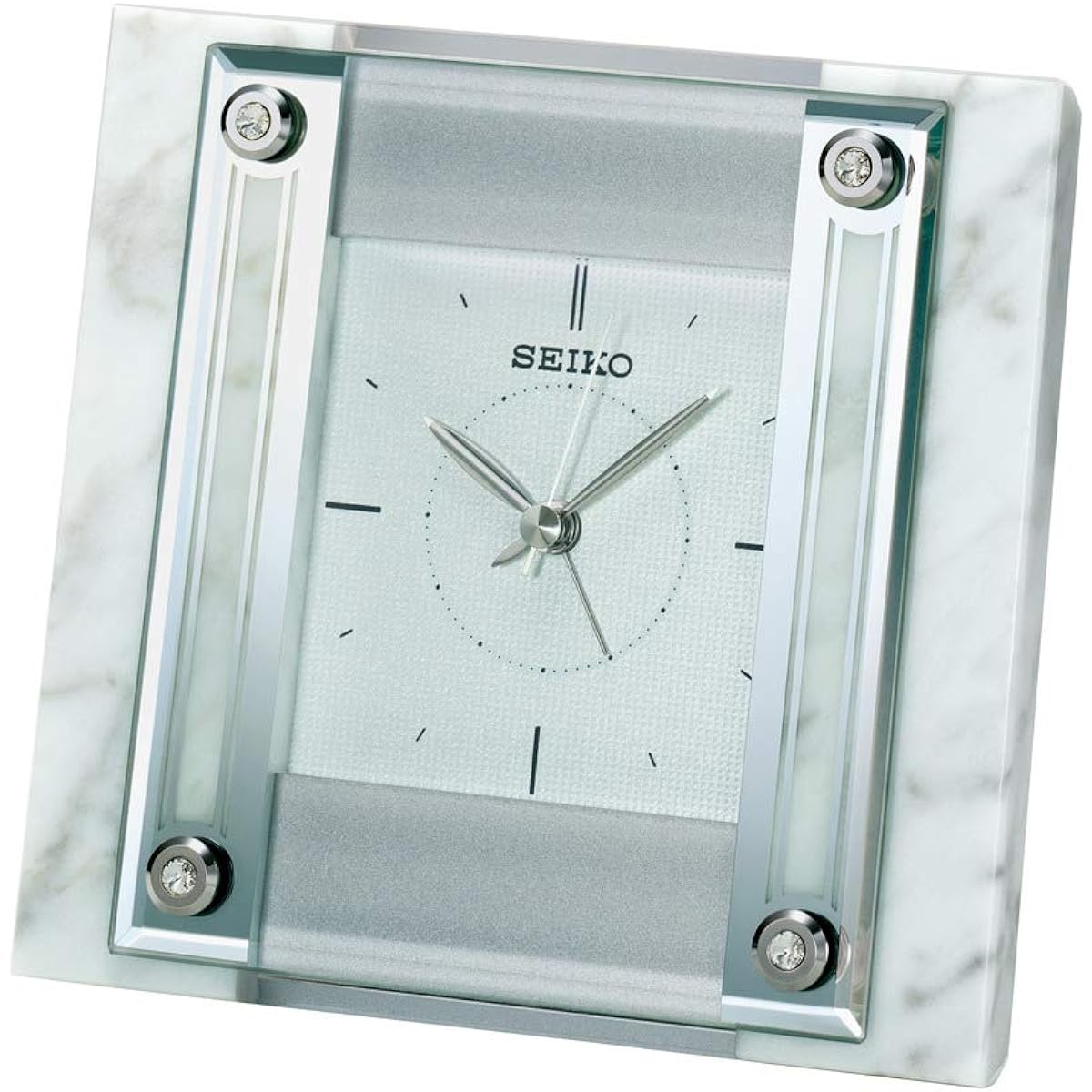 Seiko Clock Table Clock White Marble 105x120x67mm QK737W