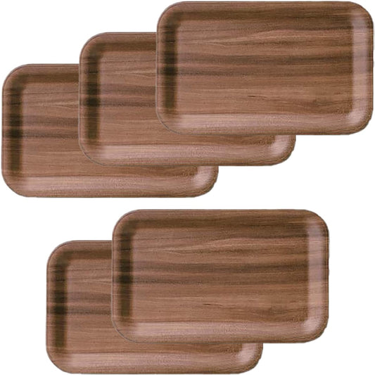 [Commercial Use Set] Fukui Craft Tabletop Tray/Bon, Non-slip Processed, Made in Korea, Dishwasher Safe, Heat Resistant, Wooden Slim Tray, Dark Brown (5 pieces)