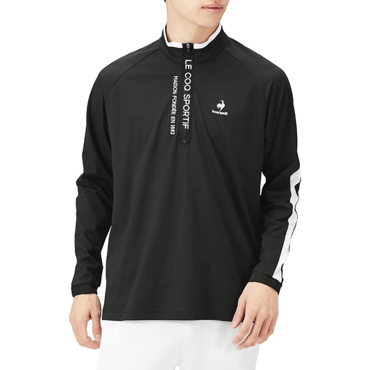 [Le Coq Sportif] 22 Fall/Winter Model Golf Long Sleeve Shirt Comfortable Temperature Aquagate Sweat Absorbent UPF15 High Neck Half Zip Men's