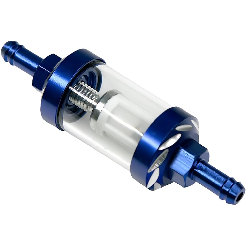 8mm 5/16 Inch Inline Fuel Filter Universal Motorcycle ATV Bike Classic Bike (Blue)