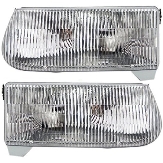 BROCK After Market replacement driver left passenger seat right halogen headlight assembly set 1995-2001 Ford Explorer compatible