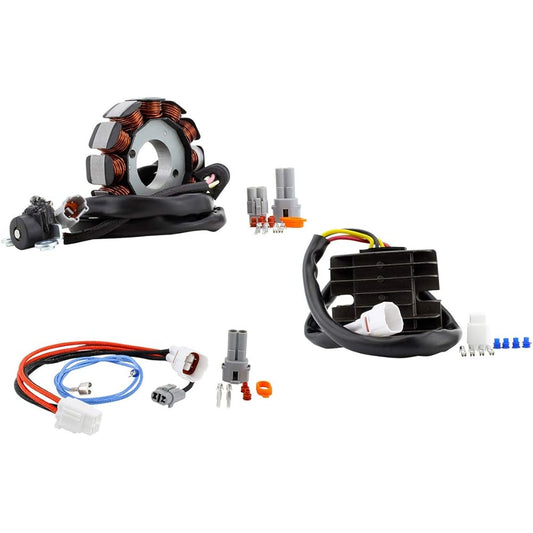 Kit, High Power Stator 140W + Voltage Regulator Rectifier for Yamaha YFZ 450 2004-2009 OEM Replacement. # 5TG-81410-01-00, 5TG-81410-00-00, 5TG-81410-02-00, 5TG-81410-10-00, 5TG-81960-00-00-00.