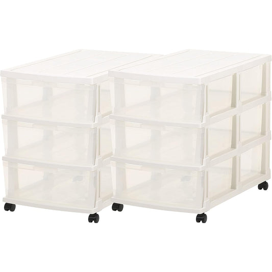 Otake Sangyo JEJ Chest 3 Tiers Long White Set of 2 [Set Purchase] [Made in Japan]