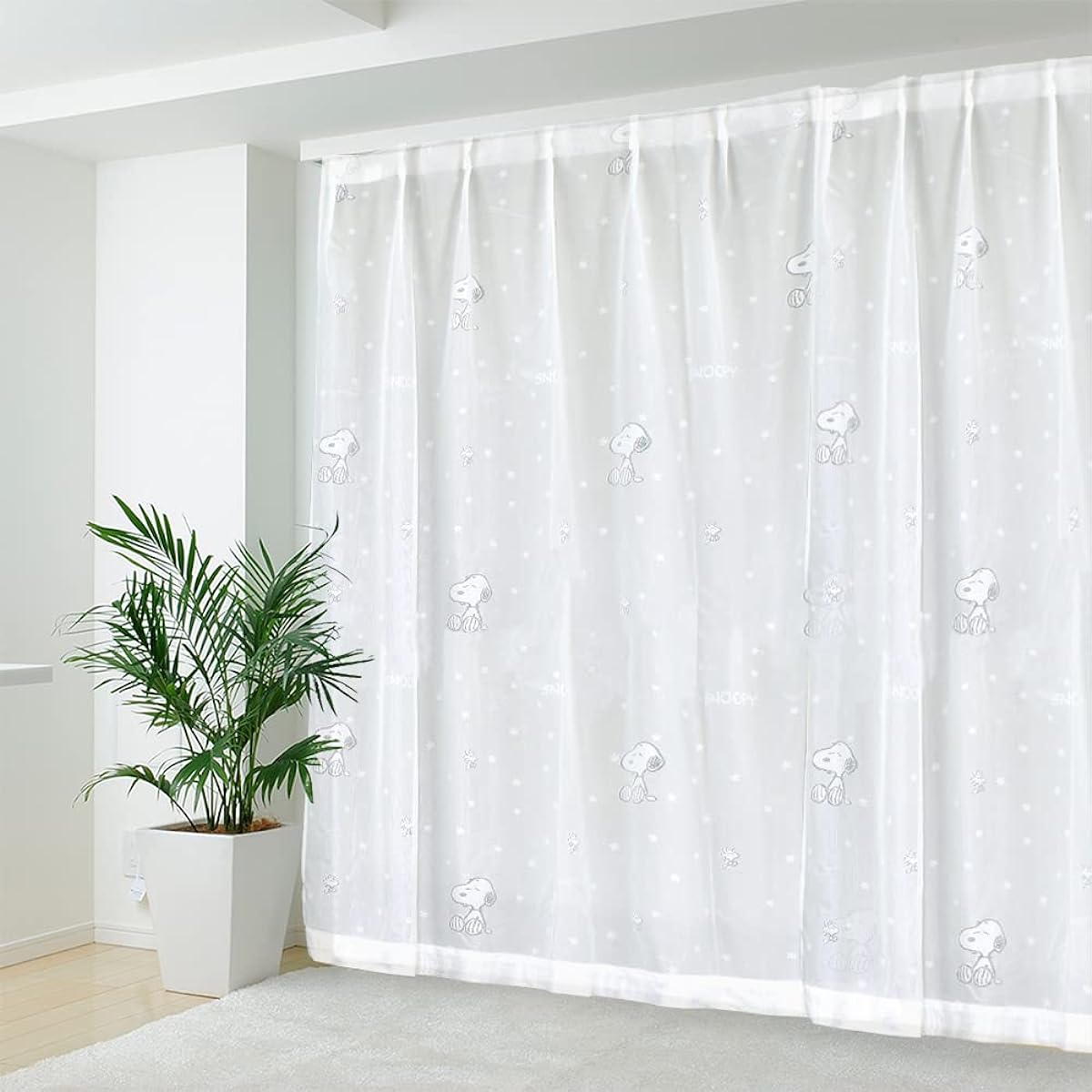 Noren Kobo Snoopy Curtain Goods Lace Curtain Simple Natural SNOOPY PEANUTS Width 100 x Length 198cm 11492