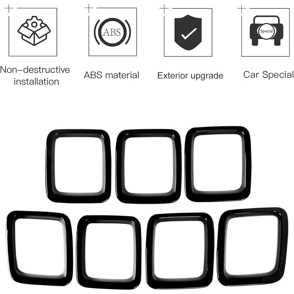 JECAR Grill Insert ABS Grill Cover Exterior Accessory Jeep Compass MP 2017 2019 Black for 2019