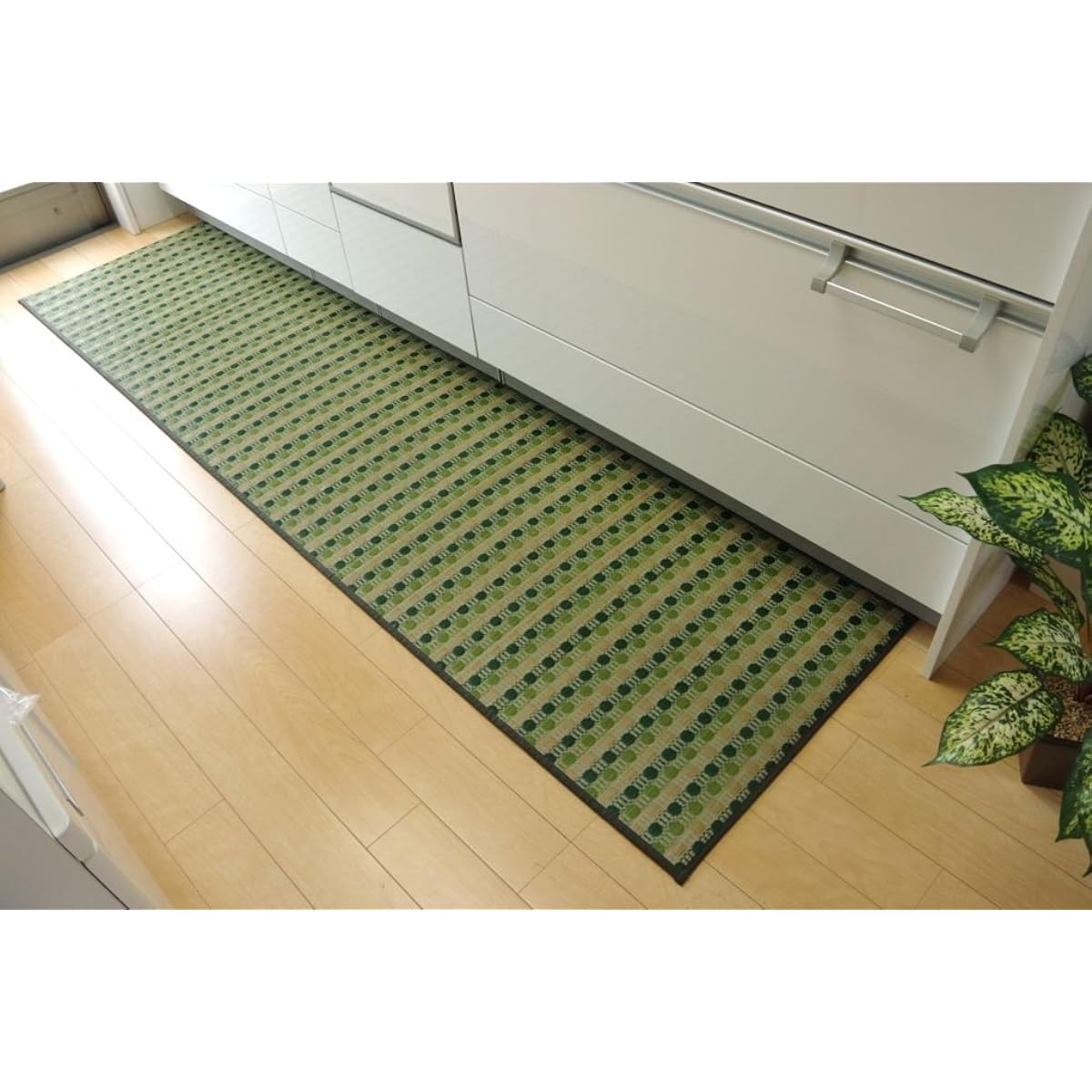 Ikehiko Kitchen Mat Igusa Igusa Mat Domestic Dot Pattern F Drop Green Approx. 80 x 270cm #8230930