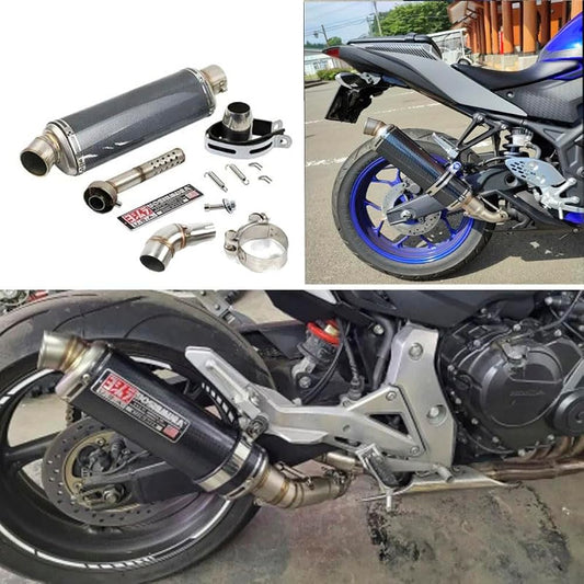 Motor Kanto Bike Slip-on Muffler Stainless Steel Titanium Silencer Exhaust Pipe Band Intermediate Pipe Included YAMAHA R25 R3 MT03 YZF-R25 MT-25 (Carbon Style)