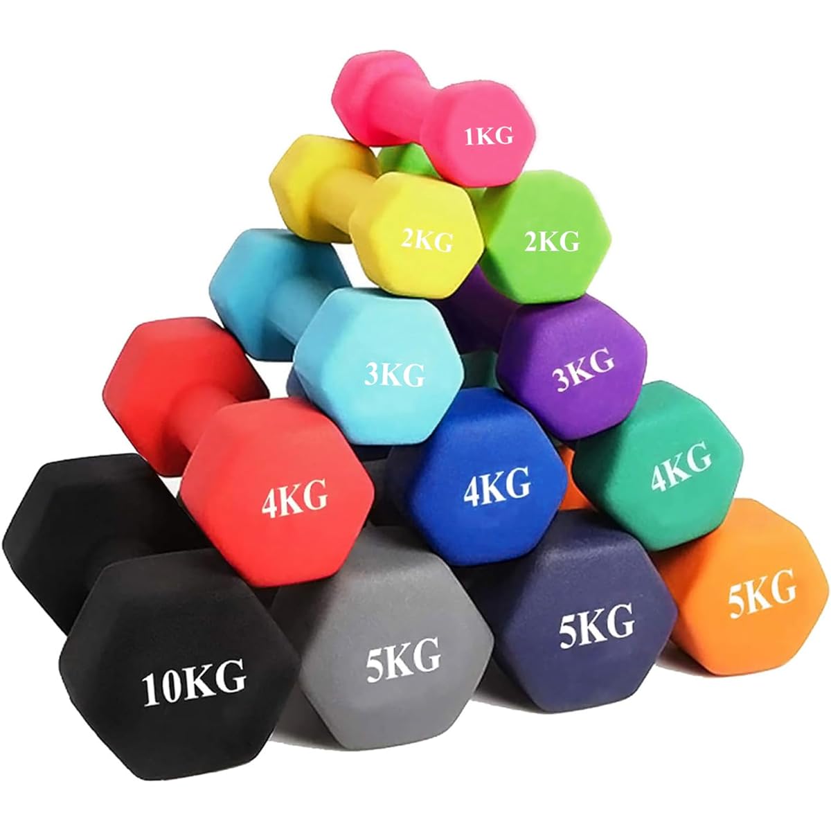 MOJEER Dumbbell [Set of 2 1kg 2kg 3kg 4kg 5kg 6kg 8kg10kg] [8 colors to choose from] Muscle training diet iron array soft coating