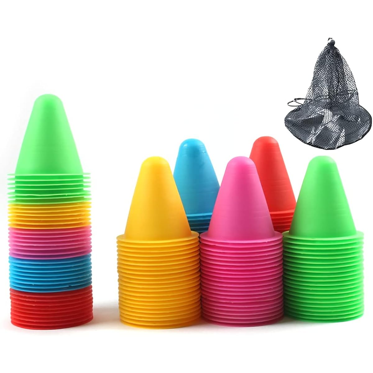[SRrabbit] Small marker cone, mini color cone, triangle, height 8cm, 5 colors, mesh storage bag included