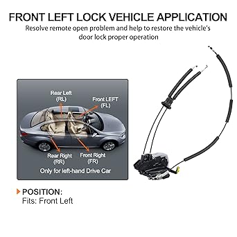 SYERAL Powered Alock Alock Accher Academy 937-266 Front left driver seat side door Latch Nissan 2008-2015 ROGUE 2014-2015 ROGUE SELECT