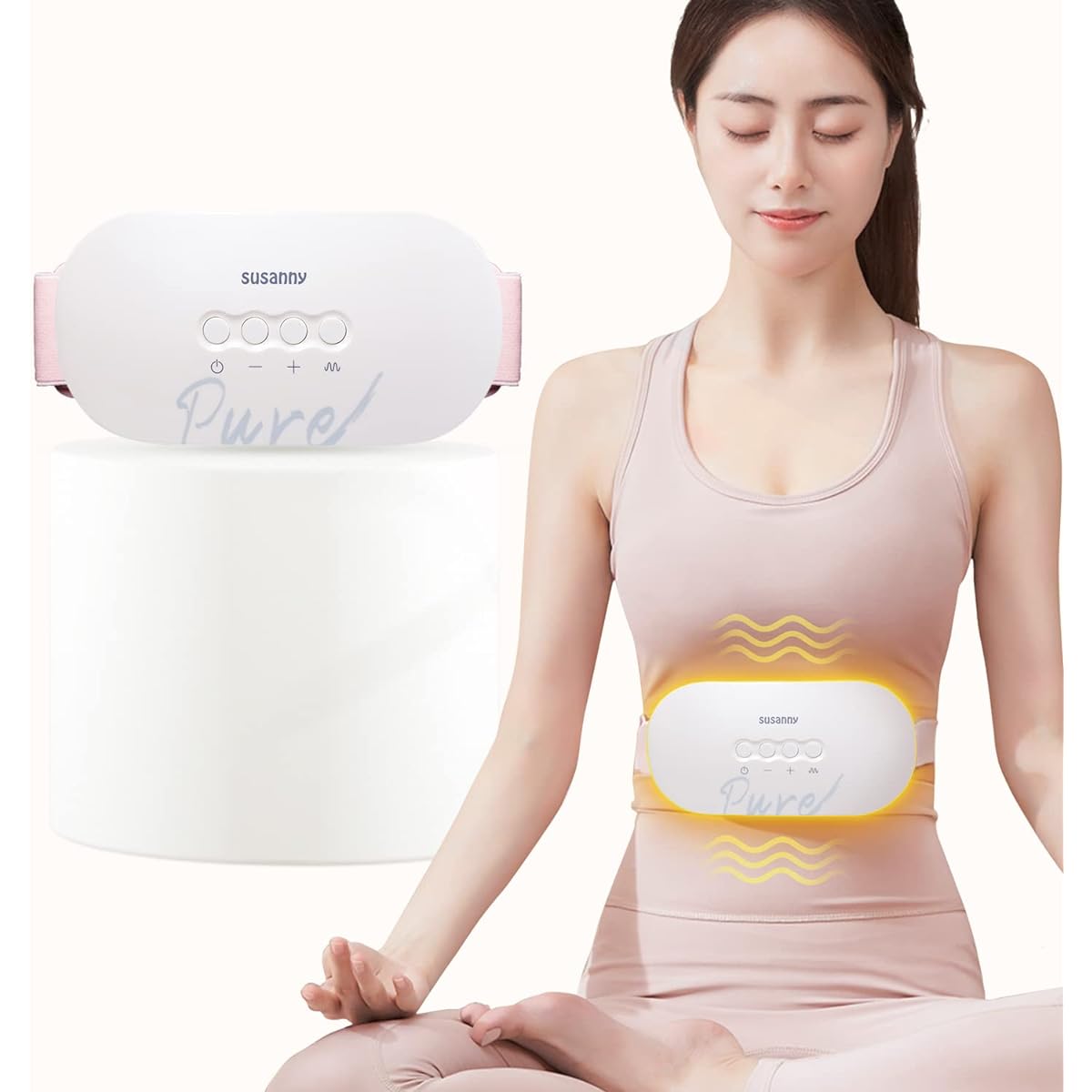 Waist Belt Waist Hot Belt, Heating Belt 5 Types Adjustable, 3 Stage Heater, LCD Display Electric Heating Type, USB Rechargeable, Home Stretcher, Cold Warming Japanese Instruction Manual Included