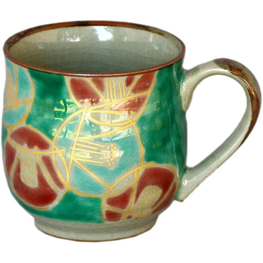 Kutani ware Miyama kiln mug Kinkatamatsubaki