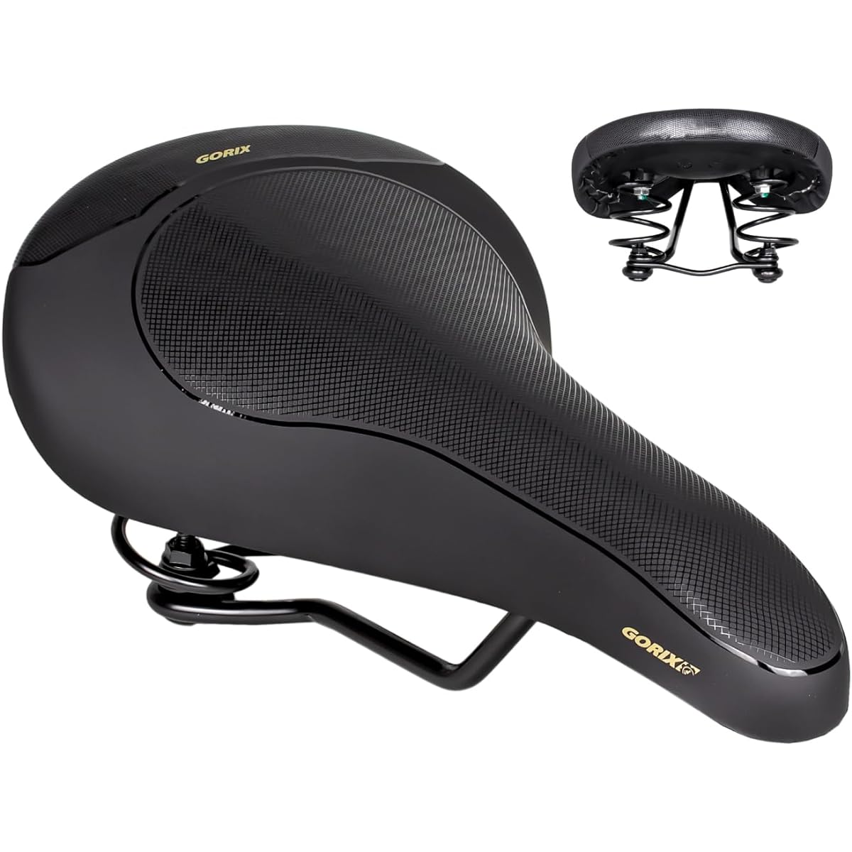 GORIX Saddle with Spring [Springs Reduce the Burden on the Buttocks] Wide Bicycle Road Bike Comfort Cushioning Long Ride Shock Absorption Bicycle Saddle Replacement (GX-SN006)