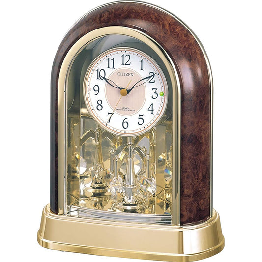 RHYTHM Citizen Table Clock Radio Clock Analog Crystal Rotating Decoration Brown CITIZEN Pal Dream R656 4RY656-023