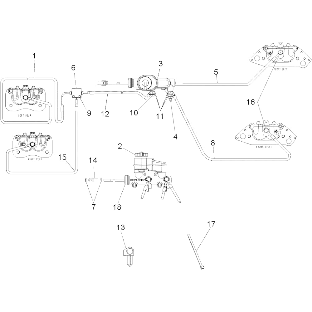 Polaris brake line, rear, left side, BRD, genuine OEM parts 1911579.