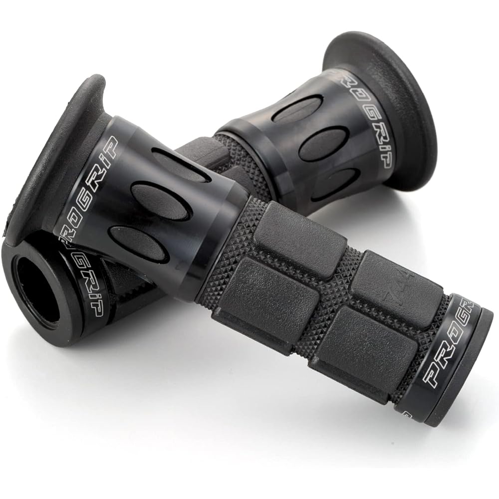 Daytona PROGRIP Motorcycle Grip Handle Diameter φ22.2 (Moped) 115mm Standard Rubber End Penetration 744 Type Aluminum Ring Black 98104