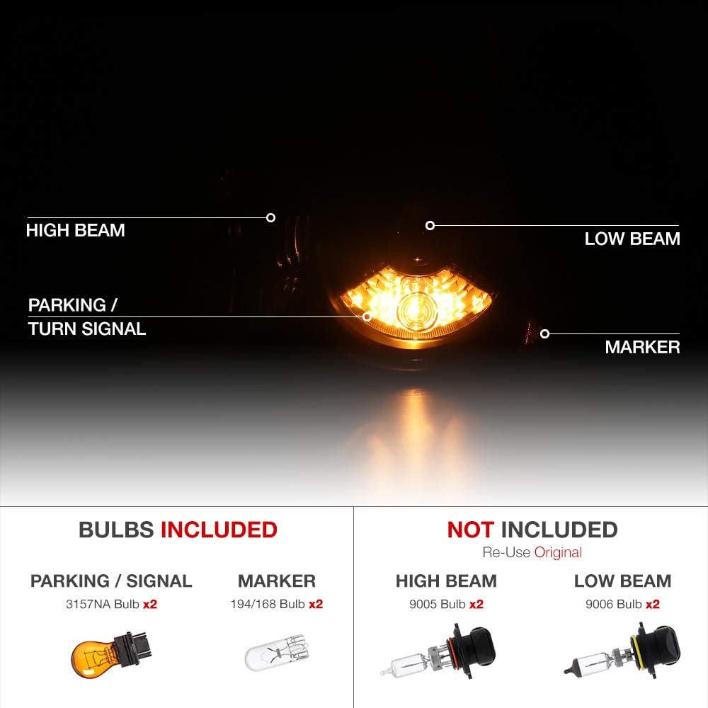 VIPMOTOZ Black Housing OE Style Head Light Head Lamp Acemburi 2008-2010 Jeep Grand Cherokie Halogen Model For Licger Seats