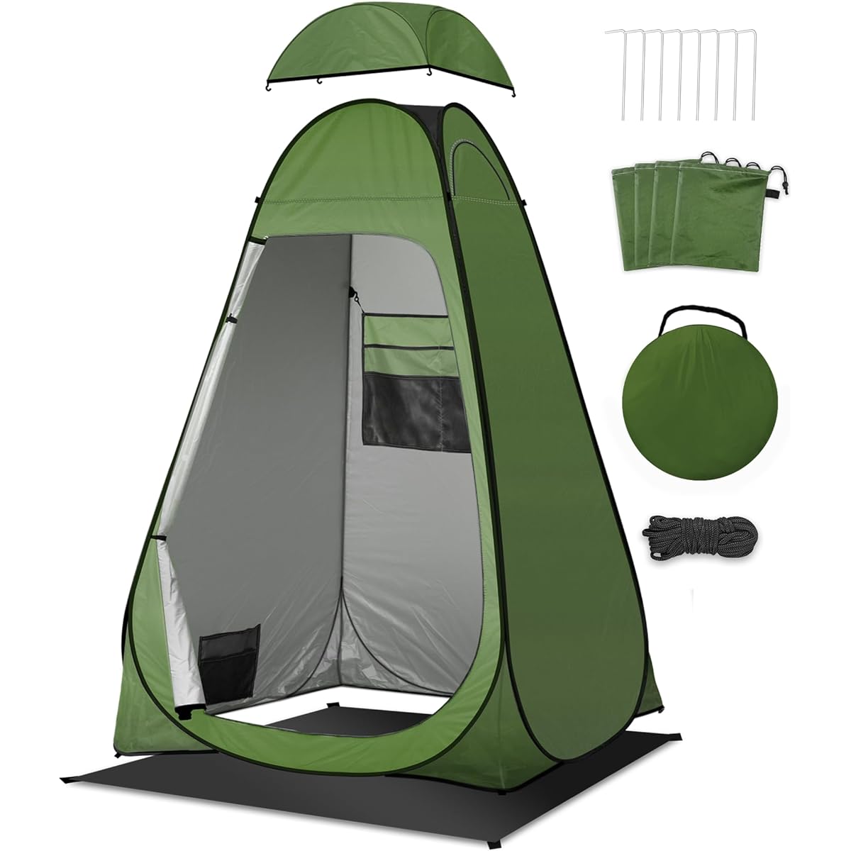innhom Changing Tent, Toilet Tent, Private, Impermeable, 1 Gate, 3 Windows, 120x120x190cm, UV Protection, Waterproof, Disaster Prevention, Compact, For Changing Changes, One-touch Tent, Pop-up Tent, Shower Tent, Easy to Set Up, Foldable, Storage Bag Incl