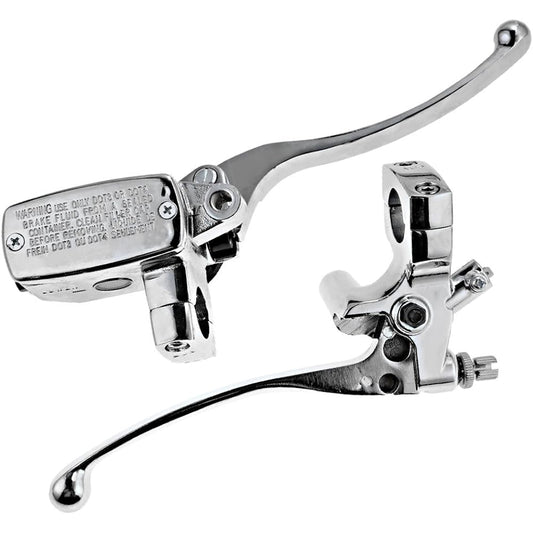 1 inch Brake Master Cylinder & Clutch Set Chrome for Honda Shadow VTX1800 Kawasaki Vulcan Yamaha Roadster Suzuki (1 pair, left + right)