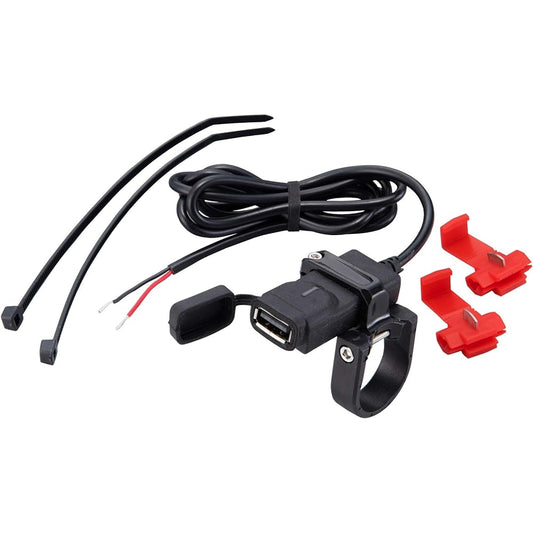Kijima Motorcycle Bike Parts USB Port Kit φ22.2 Single Port Type A Quick Charging Compatible IP55 304-6303