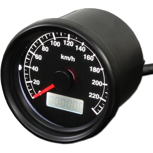 Motorcycle Mechanical 240km/h 60mm LED Speedometer Black Body/Black Panel