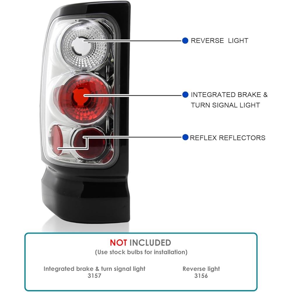 SPEC-D TUNING FOR DODGE RAM 1500 2500 3500 ALTEZZA Tail Light Chrome Pair