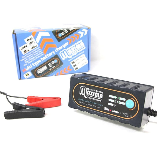 Maxima Battery Guaranteed 12V Fully Automatic Multi-Type Battery Charger for Cars/Motorcycles, Can Be Used for Lithium Ion Battery/Normal Battery