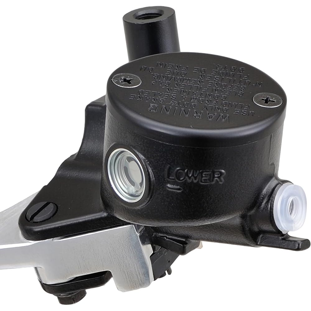 Daytona NISSIN Motorcycle Retro Brake Master Cylinder Horizontal 1/2 inch Black Body/Buff Clear Lever Round Integrated Tank 74755