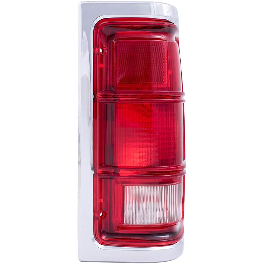 Autoandart replacement set driver seat and passenger seat tail light red trim chrome housing with 1981-1993 Pickup truck charger compatible 55054795 55054794