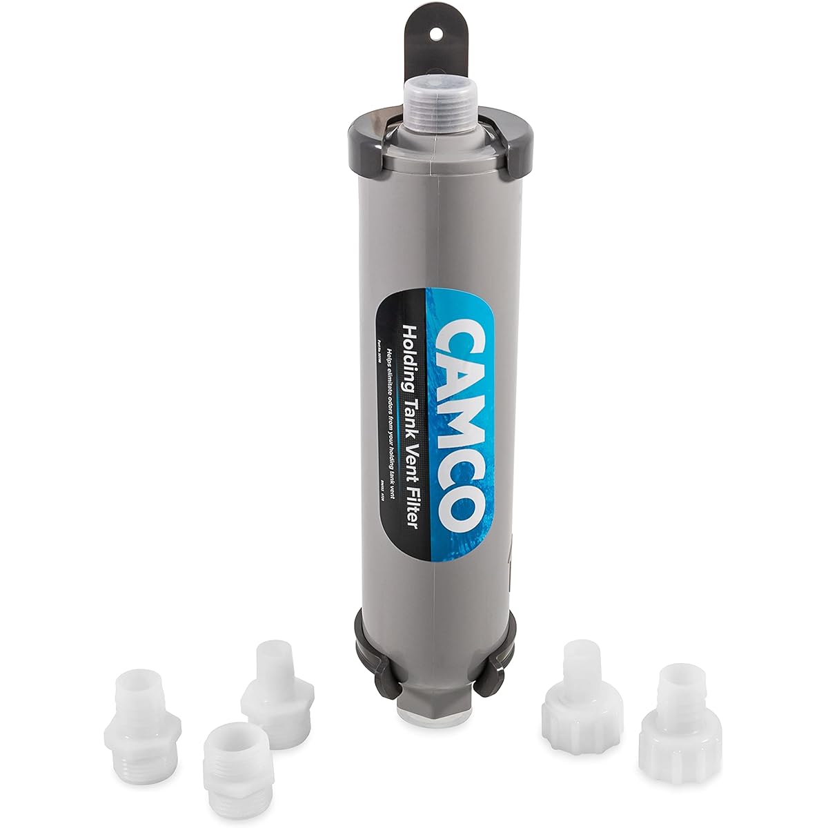 CAMCO Marine Pressing Tank Ventilation Original Filter Kit | Easy Mounting | Granular Activate Carbon (GAC) Maximum odor control (50190) Gray