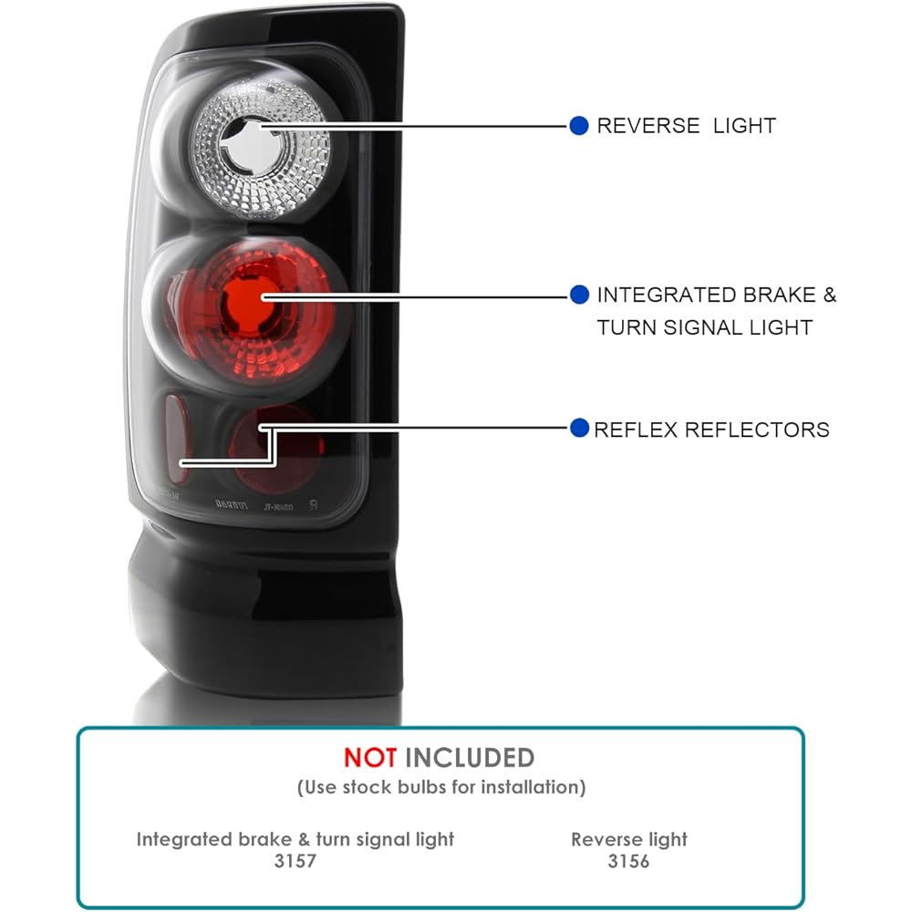 SPEC-D TUNING FOR DODGE RAM 1500/2500/3500 Black housing taillight