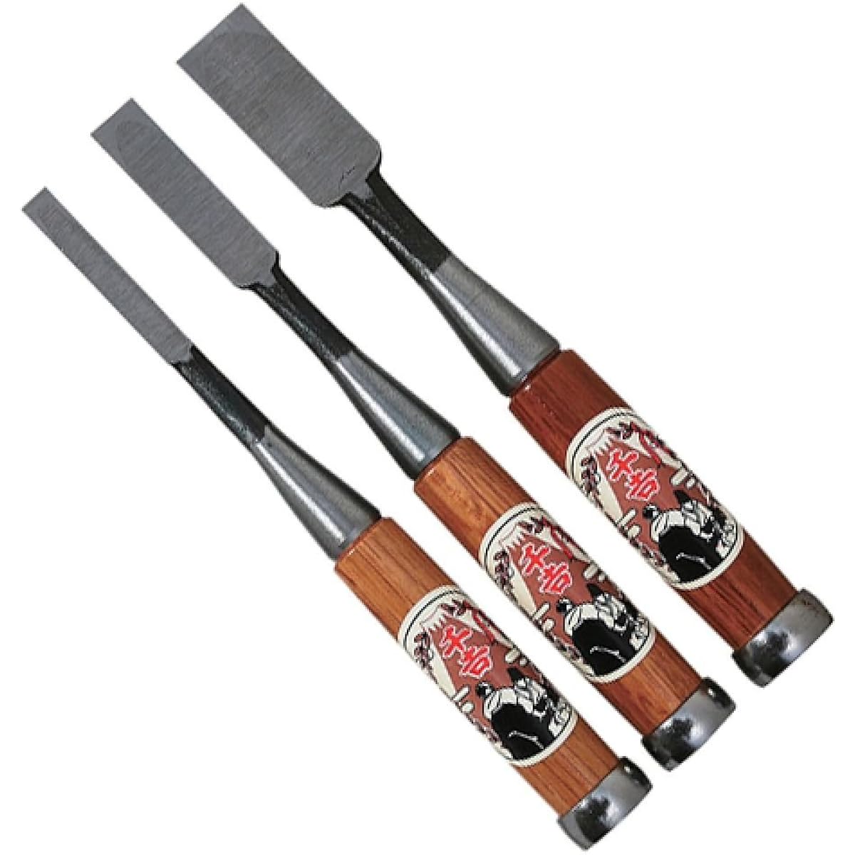 Senkichi Bronze Award Woodworking chisel, add-on only, set of 3, blade width 9, 15, 24mm, woodworking with steel, red oak handle