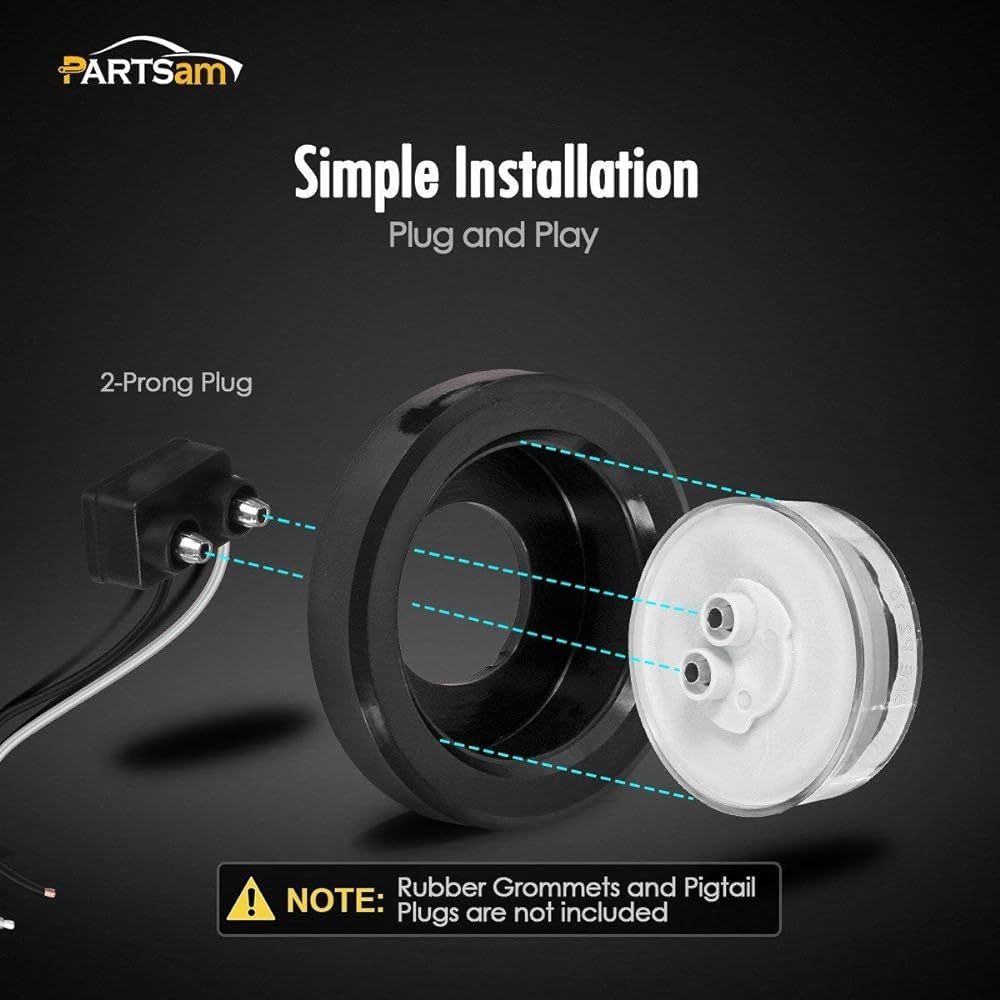 PARTSAM Minira Flex Red Red Clear Lens Side Indicator LED Marker Clearance Track Light 2 Standard Pins Sealed Facet 2.5 inch Round LED Trail Light ID Light Light Light Light 13 Diode Light