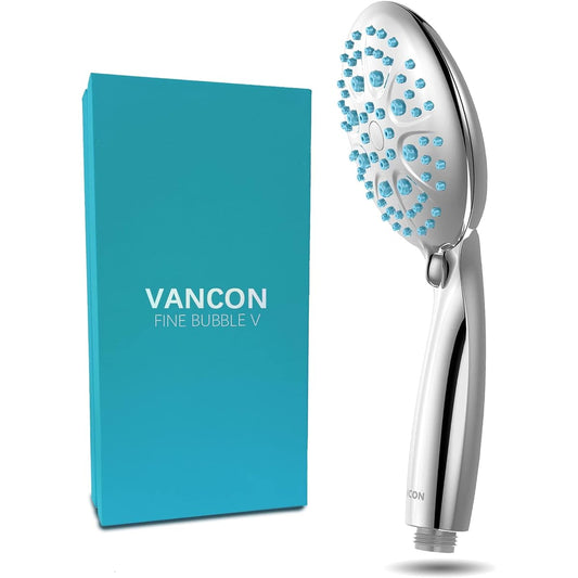 Vancon Fine Bubble V Vancon Shower Head 0.001mm Micro Nano Bubble Fine Bubble One 5 Stage Mode Adapter Included Negative Charge Nano Bubble Beautiful Skin Moisturizing Water Saving Light Blue