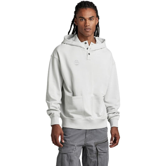 [G-Star Low] Hoodie Hoodie Sweatshirt Men's Loose Fit IRREGULAR GRAPHICS POCKET LOOSE HOODIE