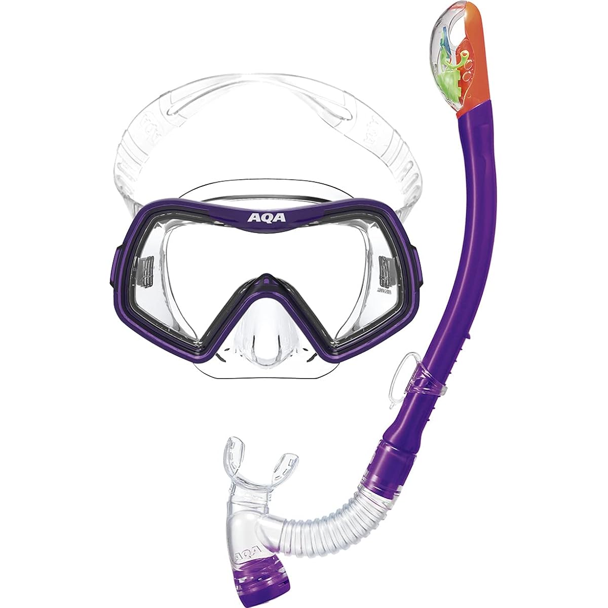 AQA Marine Sports Mask & Snorkel Set Junior Acala Soft & Bixie Dry Special Silicone 2 Piece Set KZ-9008