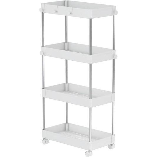 Pearl Metal Storage Cart Wagon 4 Tiers White Replus N-7949