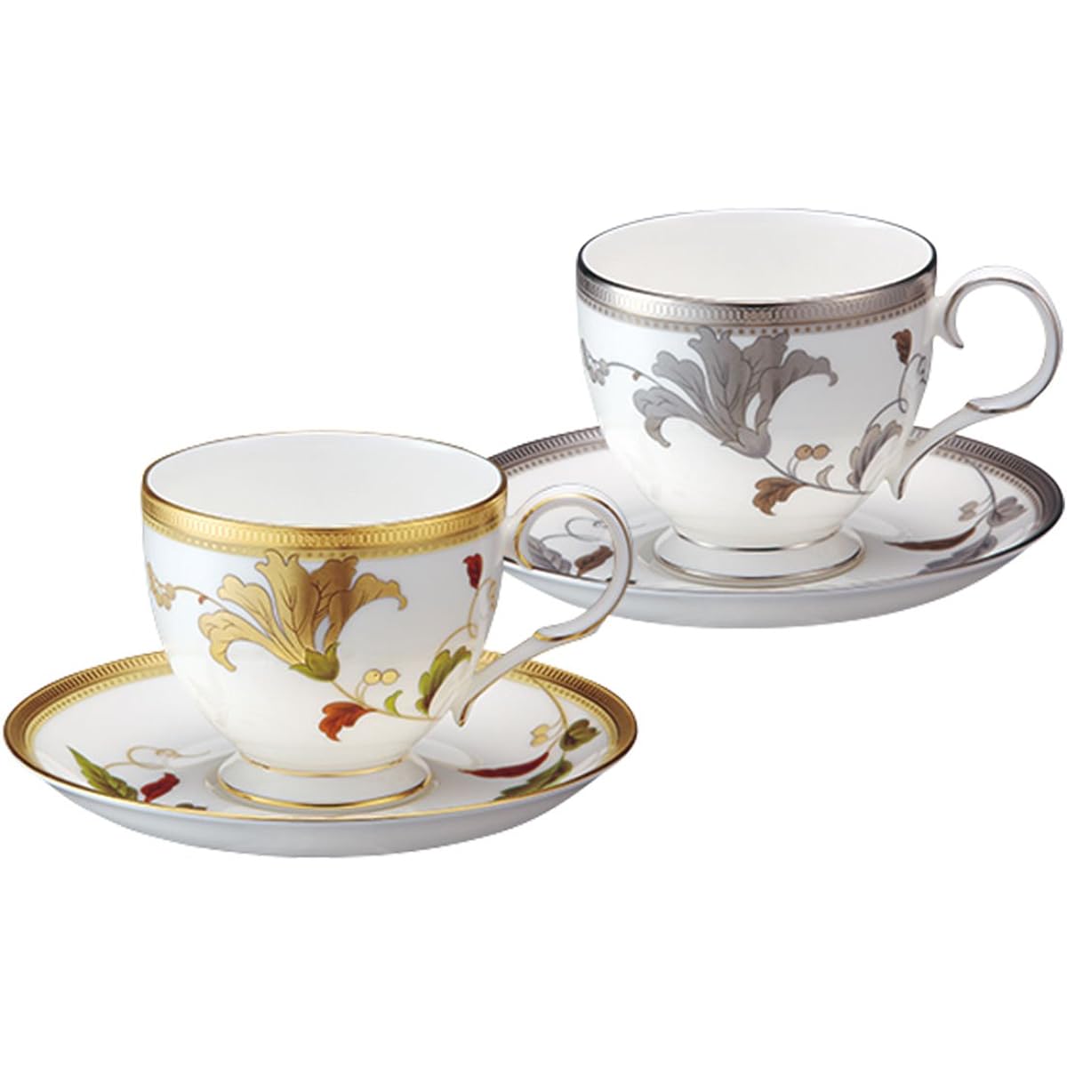 Noritake Cup & Saucer (color-changing pair set) (for coffee and tea) 250cc Aira 2 customers Gold/Platinum Bone China P50788A/4885-97