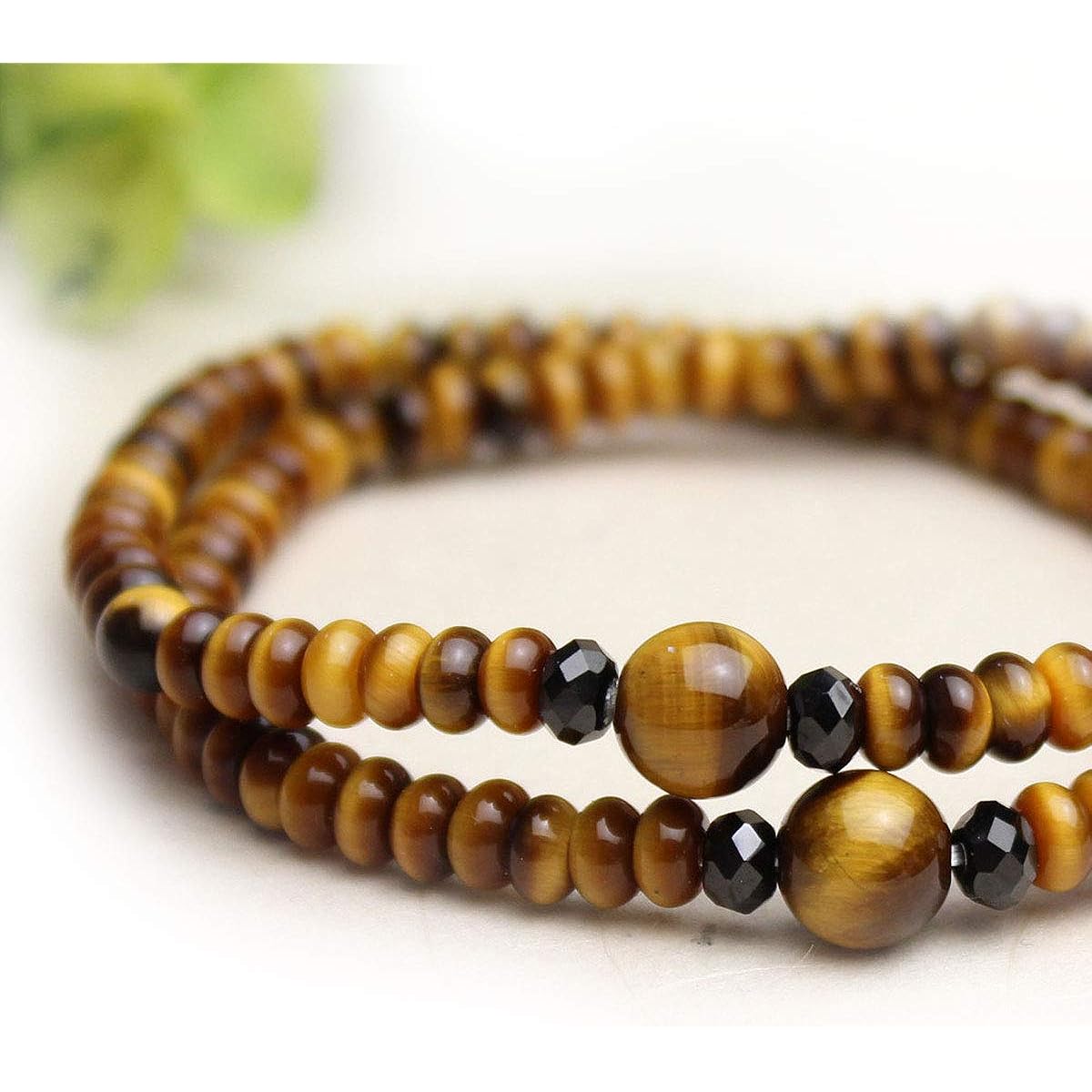 108 Bead Prayer Bead Bracelet Tiger Eye Stone Tiger Eye [Large] Bracelet Prayer Bead Rubber Exchange Service Ticket Included