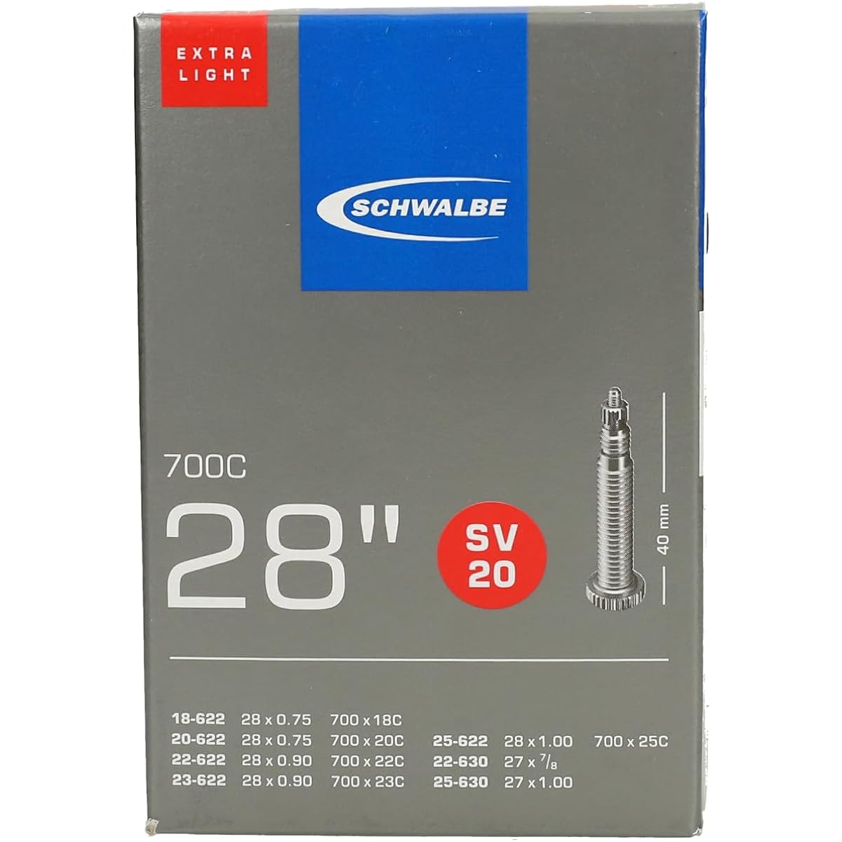 [Genuine Product] Schwalbe 700 x 18/25C Lightweight Tube Presta Style 40mm Valve 20SV