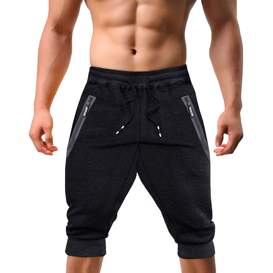3/4 Length Pants, Jersey, Jogger, Training Pants, Men's, Sweat Absorbent, Half Pants, Running Pants, Sports Gym, Fitness Pants, Muscle Training Pants
