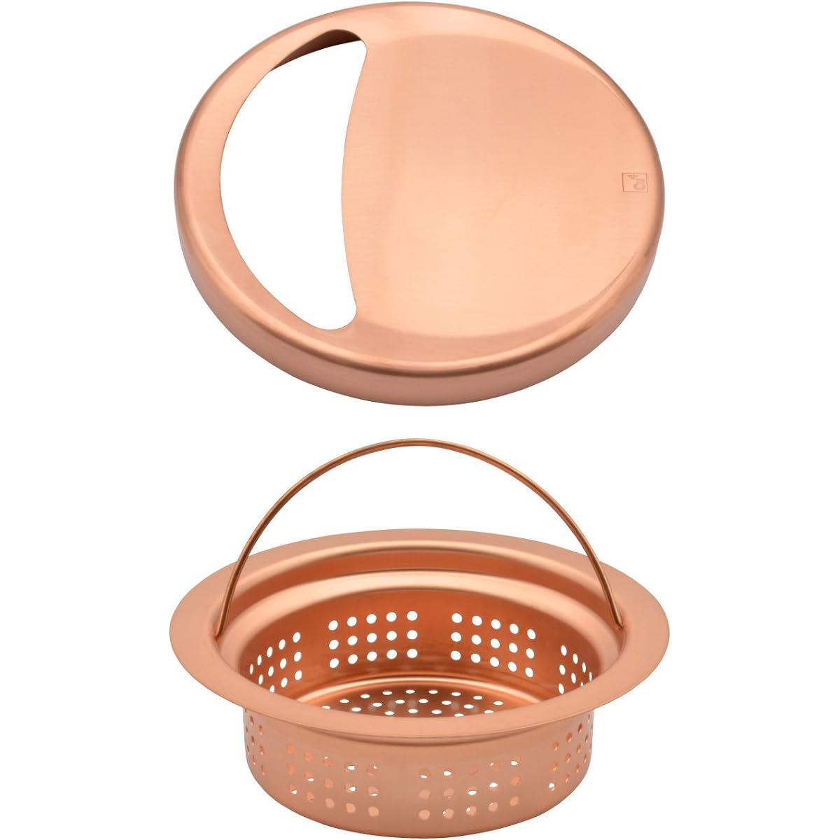 Gaona Korekamo Sink Copper Garbage Basket and Lid Set, Sterilizing Effect (Prevents slime and odor, Hygienic) GA-PB028