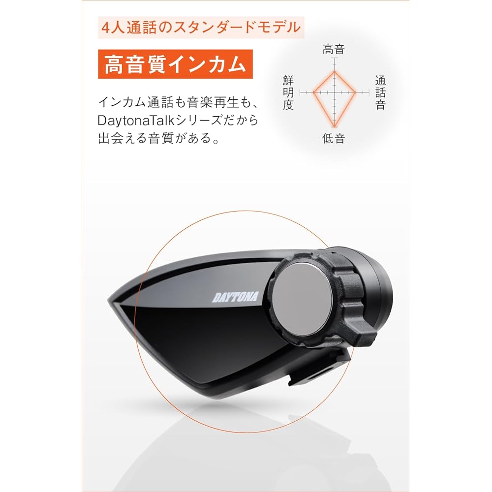 Daytona Motorcycle Intercom 4-Person Call Bluetooth Communication Distance 800m Automatic Call Return DT-E1 Set of 1 99113